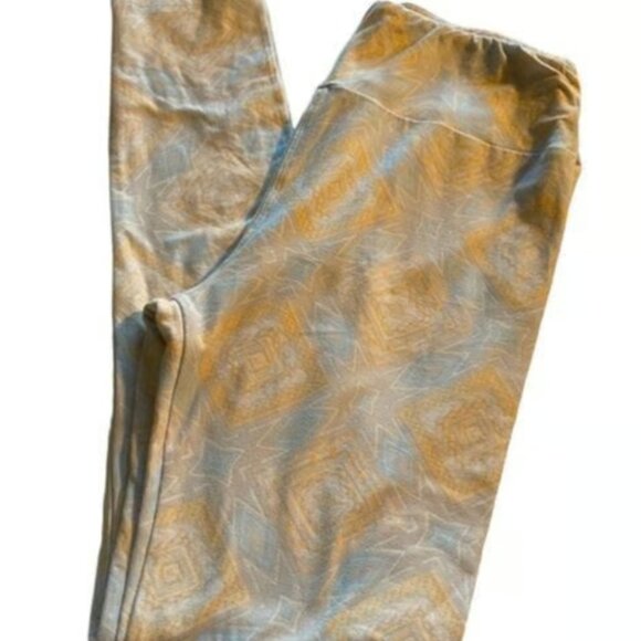 Lularoe Yellow & Light Blue Leggings Size O/S EUC #M-360 - Picture 1 of 6